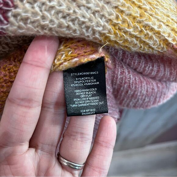 Sanctuary Womens Blur The Lines Striped Crew Neck Sweater Gold Wool Mohair6.3639 - Picture 4 of 7